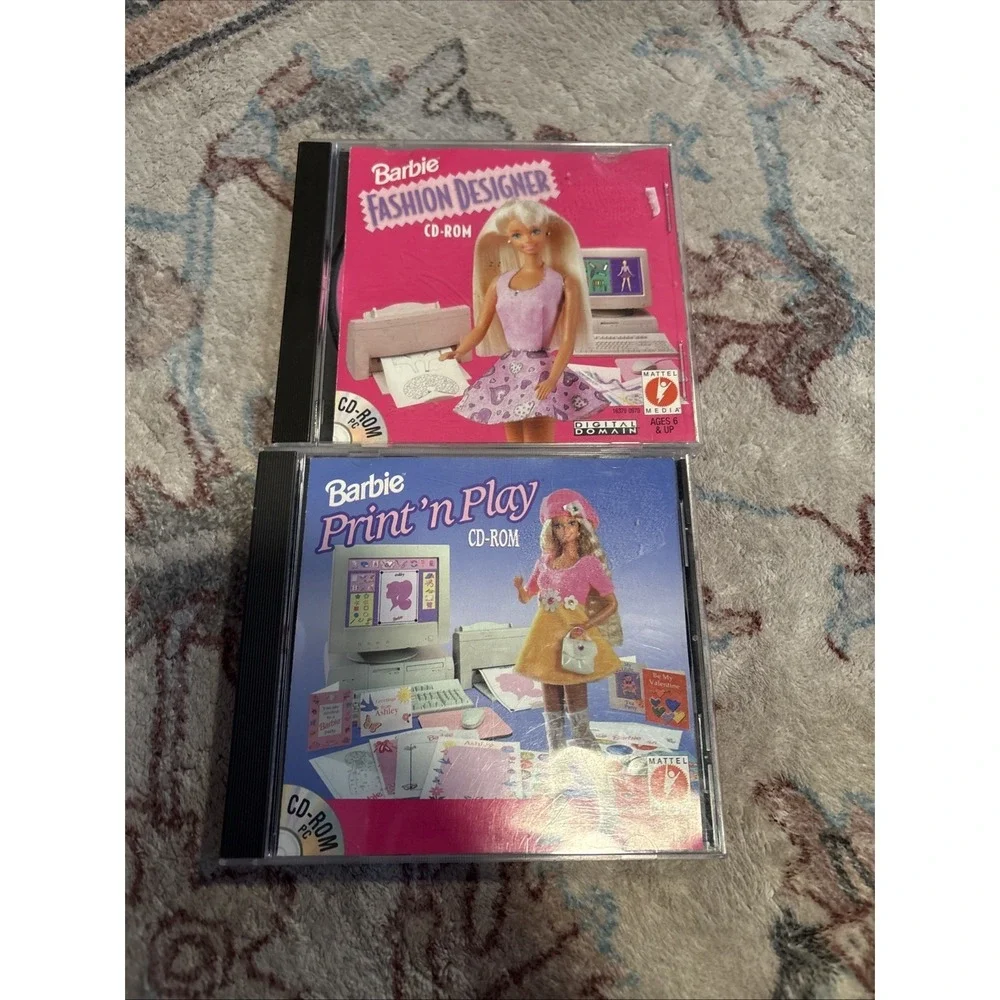 (2) Barbie PC CD-ROM Games - Fashion Designer |‎ Print N Playa 1996/1994